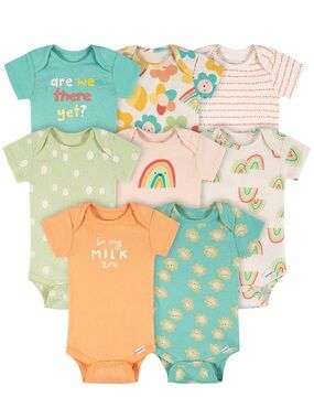 NEW! Gerber Baby Girl 8-Pack Short Sleeve Onesies Lot 6-9mo